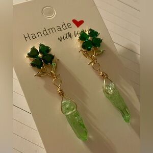Handmade Shamrock Crystal Earrings